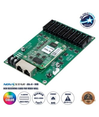 GLOBOSTAR® A8S-N+HUB 41022 Novastar A8S-N+HUB Receiving Card για Οθόνες LED Video Wall 8 x HUB75E με Loading Capacity σε Pixel 512 x 384px - Gigabit Network Ethernet Input & Output Ports - DC 5V IP20 - Μ7 x Π4.5 x Υ0.8cm - 2 Χρόνια Εγγύηση